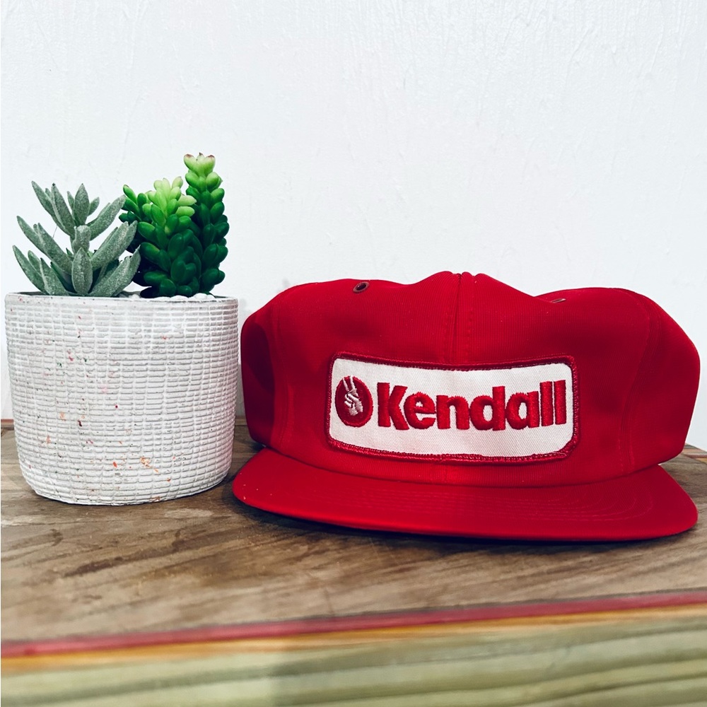 Kendall Motor Oil Vtg 70's 80's Racing Trucker Hat Cap Red USA...